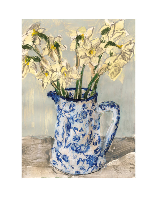 Narcissi in patterned jug