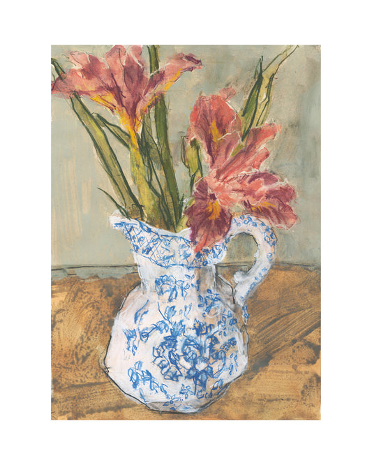 Irises in Mason's jug